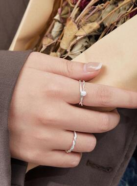 S925纯银时尚个性珍珠戒指女