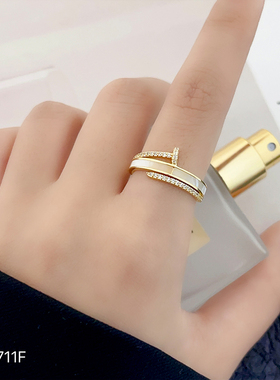 高级感轻奢贝壳戒指女小众设计韩国开口可调节食指指环2023年新款