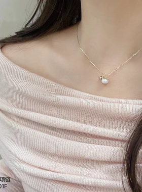 s925纯银淡水珍珠项链女高级感小众法式锁骨链日常通勤颈链2025年