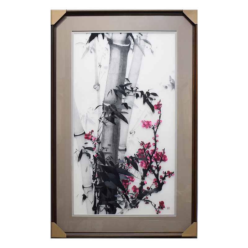 顾氏刺绣纯手工梅花挂画中式装饰