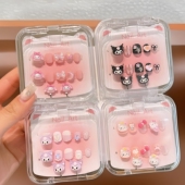 儿童美甲穿戴甲库洛米卡通美甲贴萌趣耳夹套装 指甲贴无毒无味女孩