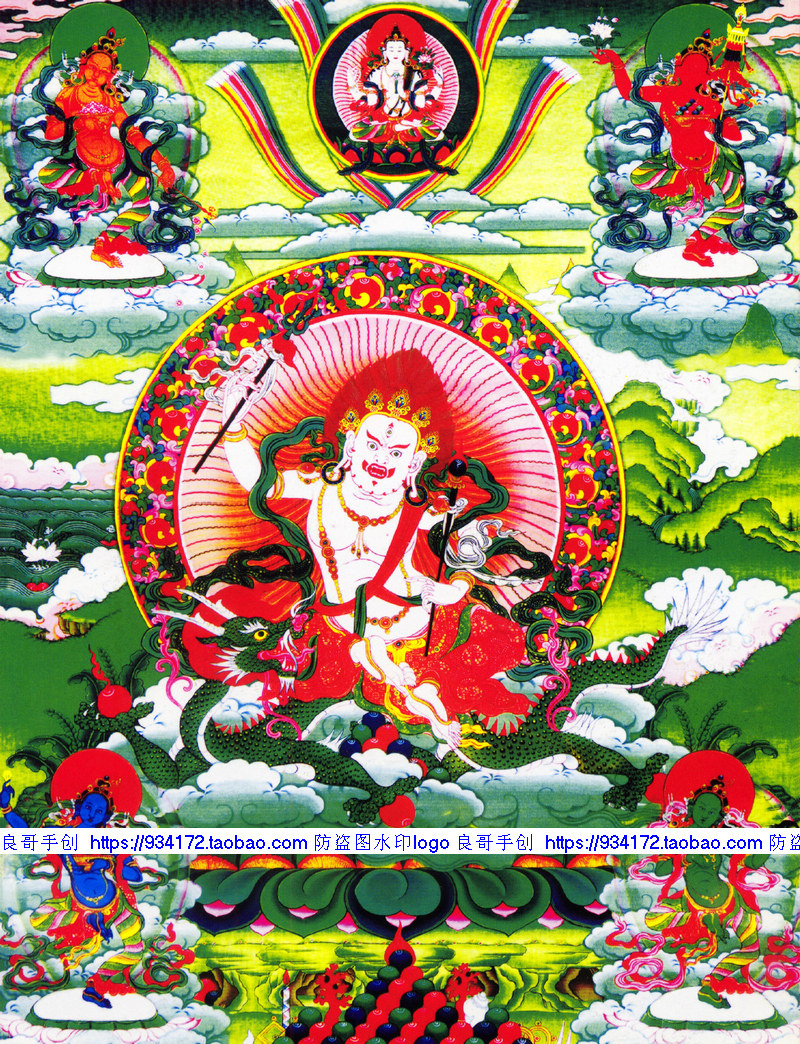 线绣 满绣印花 藏传佛图白财神护法阿知活佛十字绣 阿知仁波切