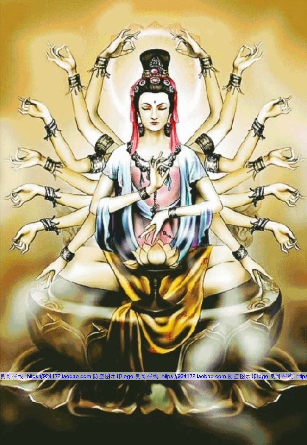 线绣 满绣印花印布包邮 菩萨佛像 千手观音十字绣 千手观音-2