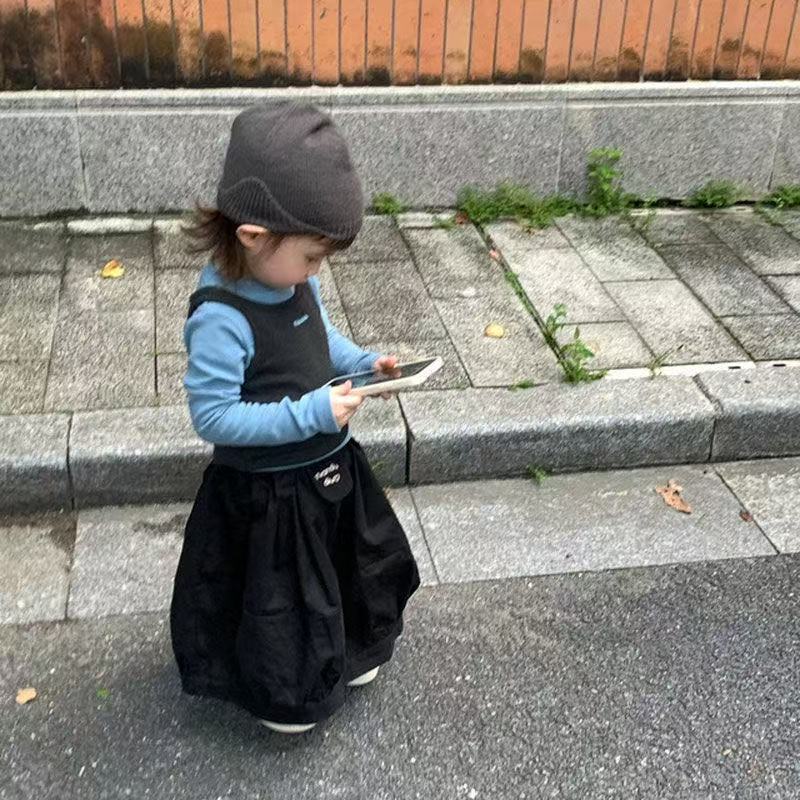 韩国童装宝宝秋装套装新款女童长袖内搭背心裙裤三件套潮