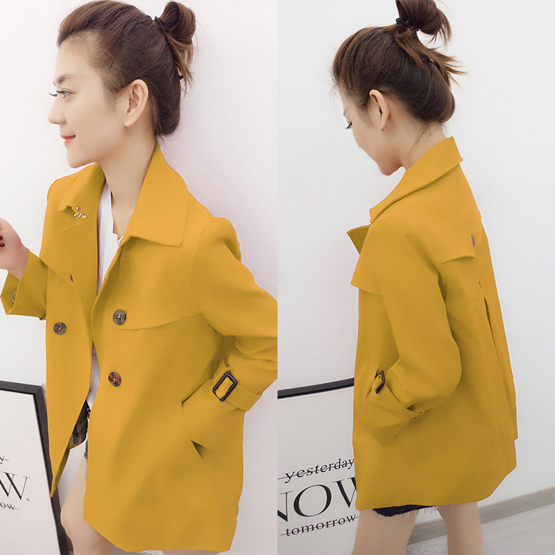 欧洲站秋装2020新款欧货秋季双排扣短款风衣女小个子薄款宽松外套