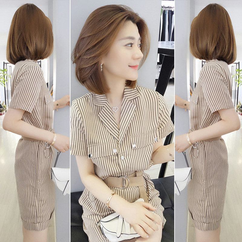 梵莉思连体裤2020新款春装条纹工装短裤女士欧洲站夏洋气连身裤子