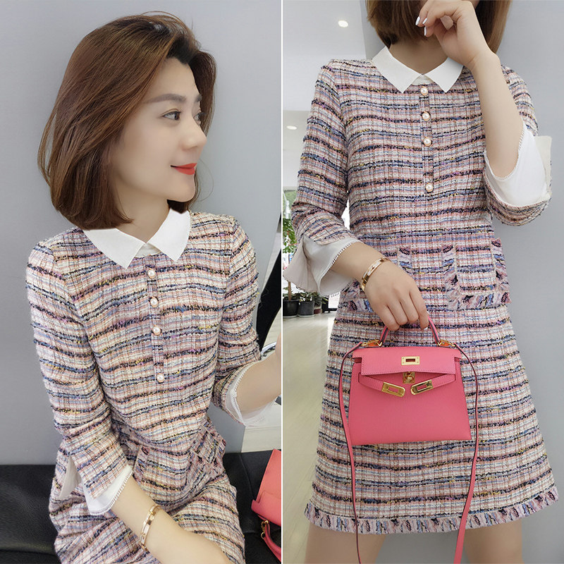 欧洲站秋装2020新款欧货秋季轻奢名媛气质连衣裙小个子长袖a字裙