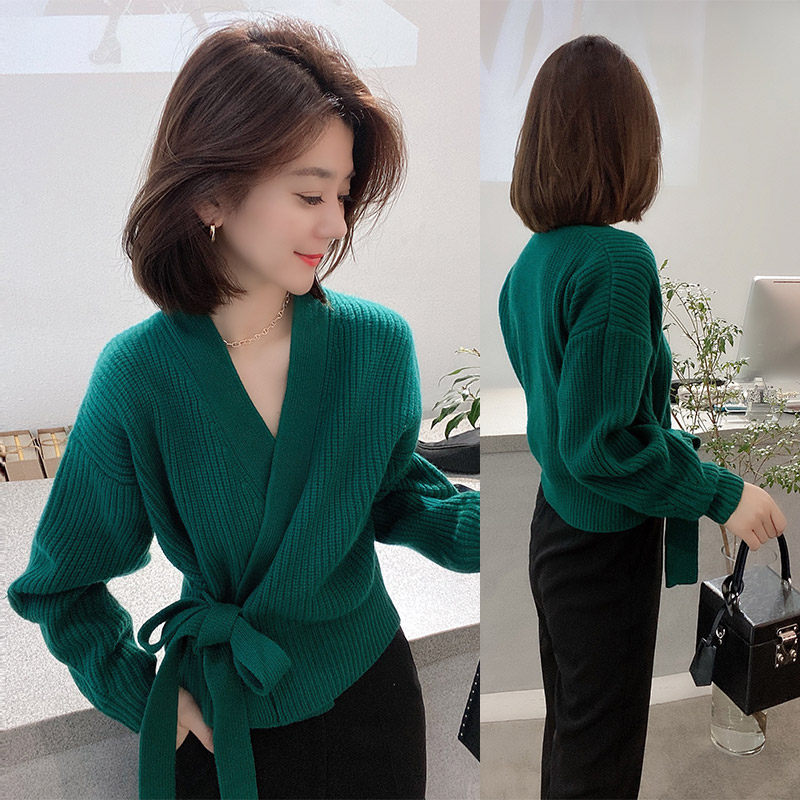 欧洲站秋冬装2020年新款欧货法式慵懒风毛衣外套女开衫宽松短款潮