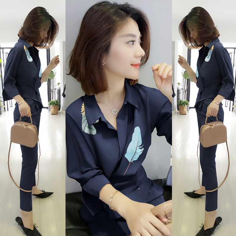 欧洲站秋装女2020新款欧货潮时髦气质两件套洋气减龄裤装时尚套装