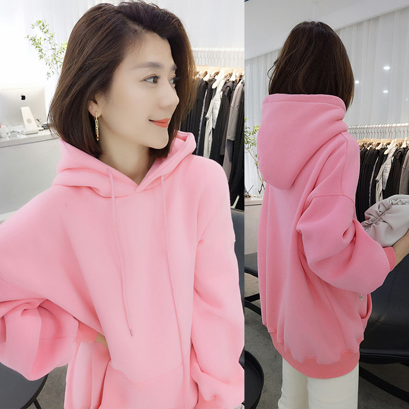 欧洲站秋冬2020新款欧货洋气粉色卫衣女士宽松韩版慵懒风外套爆款