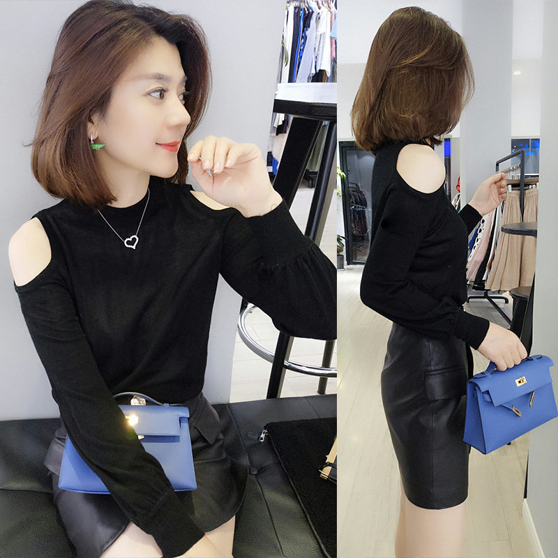 欧洲站秋装2020欧货潮薄款露肩针织衫秋季新款女修身显瘦打底上衣