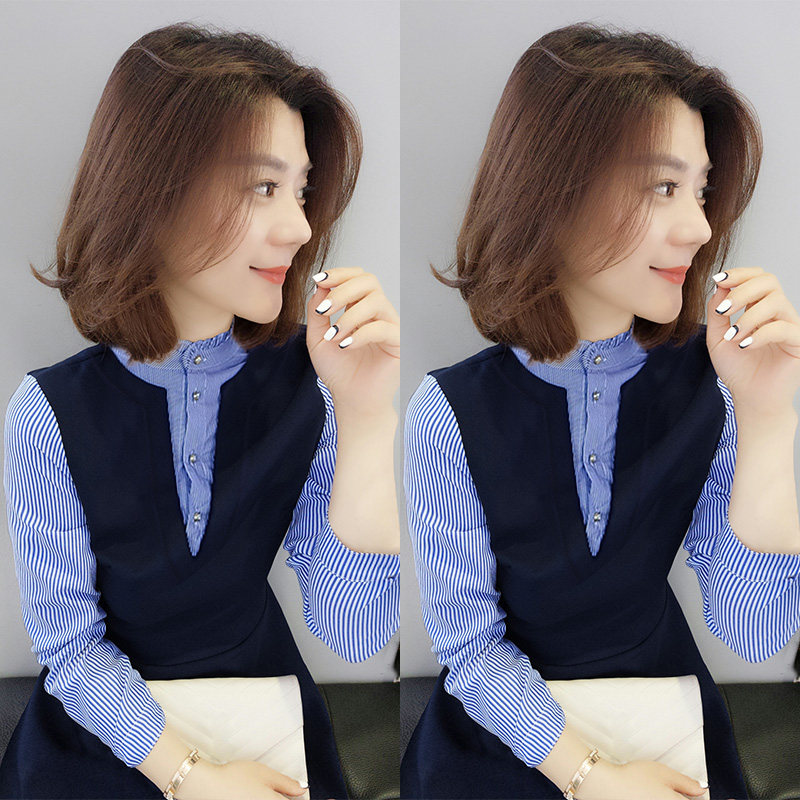 欧洲站2020年新款秋装女欧货流行北欧风连衣裙收腰显瘦气质假两件