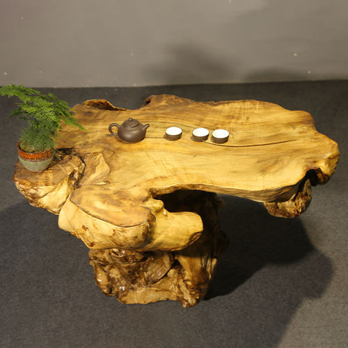 天然实木落地树根一体根料老木头茶桌茶盘茶台家庭办公摆件客厅