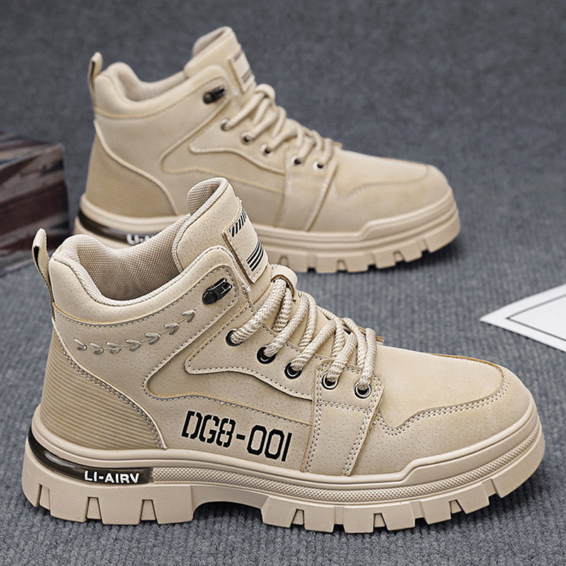 高帮男鞋2025新款冬季防滑耐磨厚底户外登山鞋男士工装运动马丁靴,流行男鞋,高帮鞋,淘宝优惠券,粉丝福利购,淘宝优惠卷