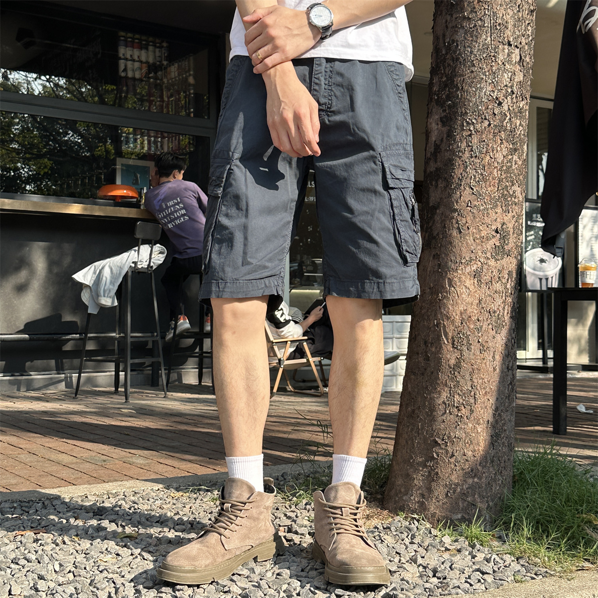 美式工装短裤男士夏季薄款宽松痞帅多口袋五分裤子男潮牌休闲中裤