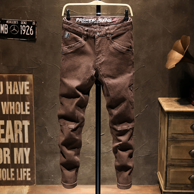 秋冬牛仔裤男修身小脚弹力长裤子