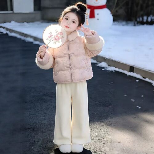 女童冬季新中式加厚毛绒棉服