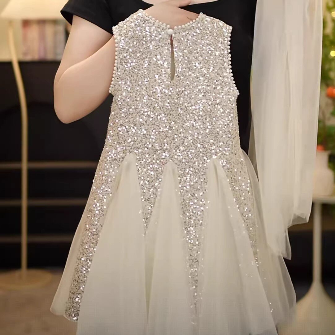 女童连衣裙2026新款小女孩法式无袖背心裙洋气亮片网纱公主裙 N/J