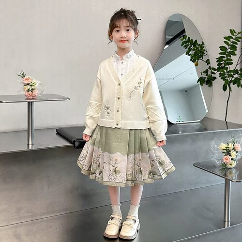女童新中式马面裙小香风套装