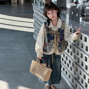 NEXT JANSO女童春秋装连衣裙2026新款洋气儿童国风复古裙子三件套