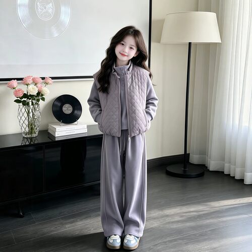 VYEO女童秋冬加绒加厚三件套