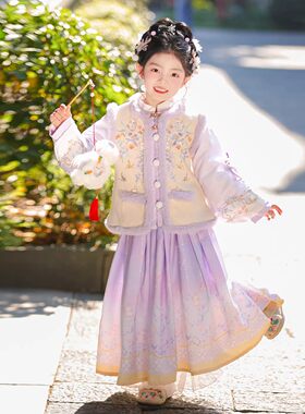 汉服女童冬装2025新款新中式拜年