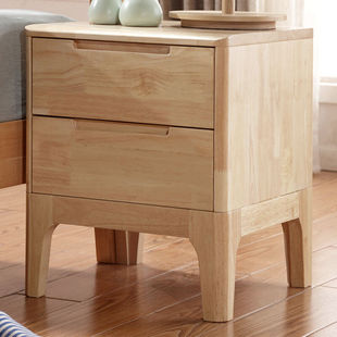小型床头柜整装 柜子简约风格 中伟实木柜床头柜卧室家具原木色欧式