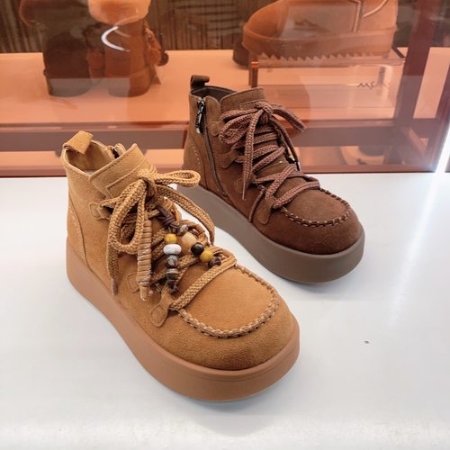 316-10玛莎玛索冬季新款反毛皮雪地靴加厚保暖东北大棉鞋平底绑带