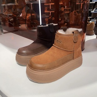 牛皮毛里短靴平底勃肯靴厚底雪地靴 新款 208 329玛莎玛索2025冬季