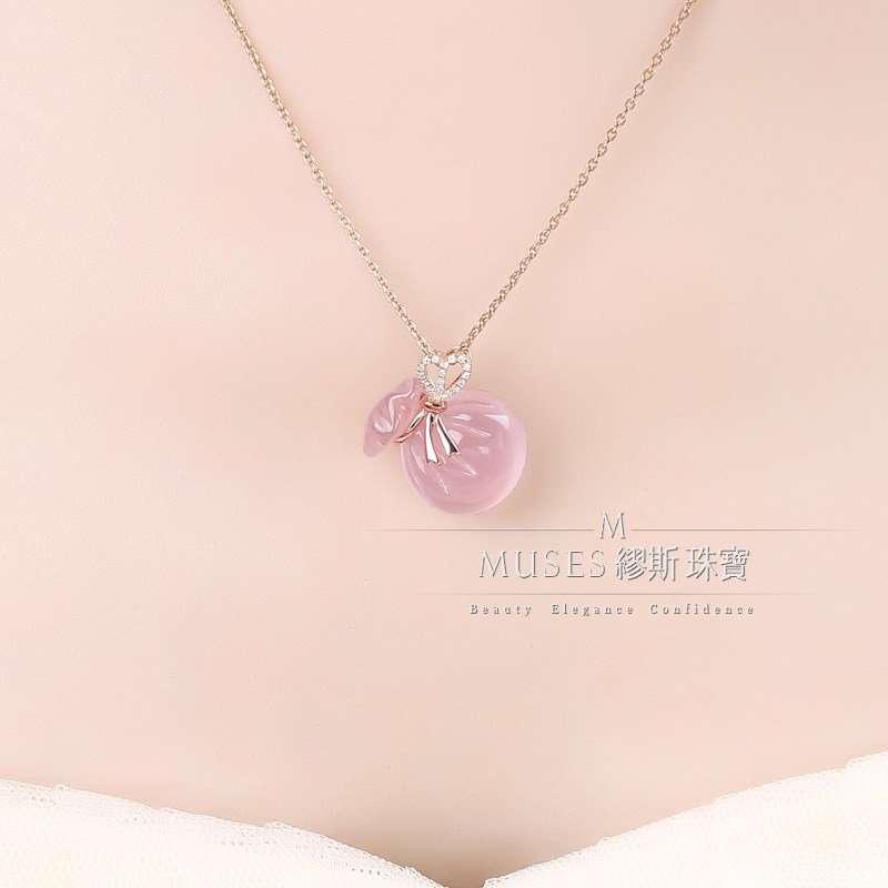 Muse fashion Jewellery 18k gold QUARTZ Blessing bag Pendant natural Female models Necklace Gift s925 Silver Necklacein the Jewelry/Diamond/Jade/Gold , Colored stones/Precious stones , Choker  category - from Buy2taobao.com to provide professional Taobao agent buy service