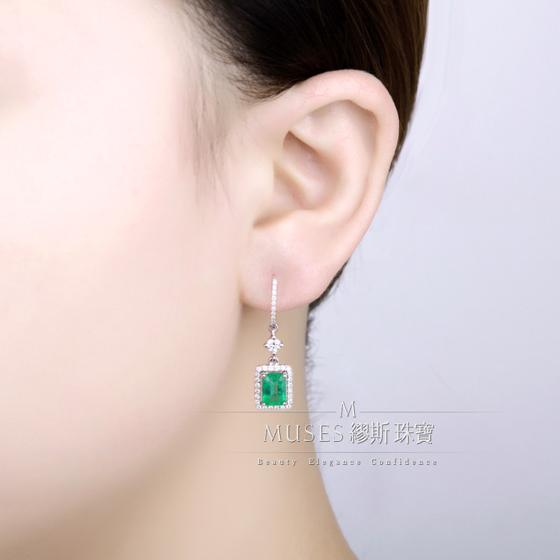 缪斯時尚 18K白金天然哥倫比亞祖母綠耳環OL配鑲鑽石耳墜氣質女神在類目 珠寶/鑽石/翡翠/黃金, 彩色寶石/貴重寶石, 耳飾中 - 來自Buy2taobao.com提供專業的淘寶代購服務