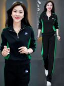 两件套 休闲运动套装 时尚 女春秋季 洋气显瘦立领卫衣阔腿裤 2025新款