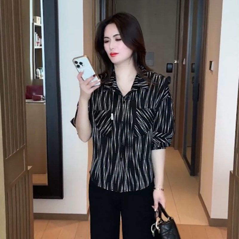 中年时尚妈妈装春夏衬衫女衬衫