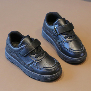 4儿童鞋子女男款全黑2025新款6宝宝3白色黑色女童板鞋男童小童5岁