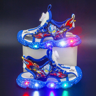 包头发光带灯儿童凉鞋男童男款包脚男孩鞋子闪灯男宝三四七八九岁