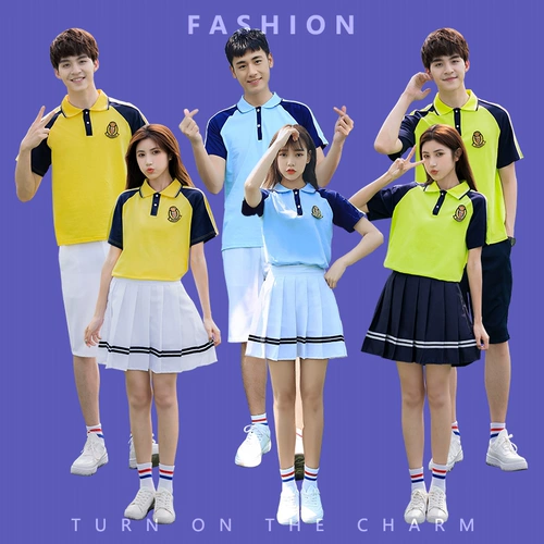 Форма, летний комплект для школьников, спортивная студенческая юбка в складку подходит для мужчин и женщин