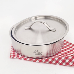 18/10不锈钢加厚盖子内嵌下沉式锅盖无卷边全钢提手盖16-28cm