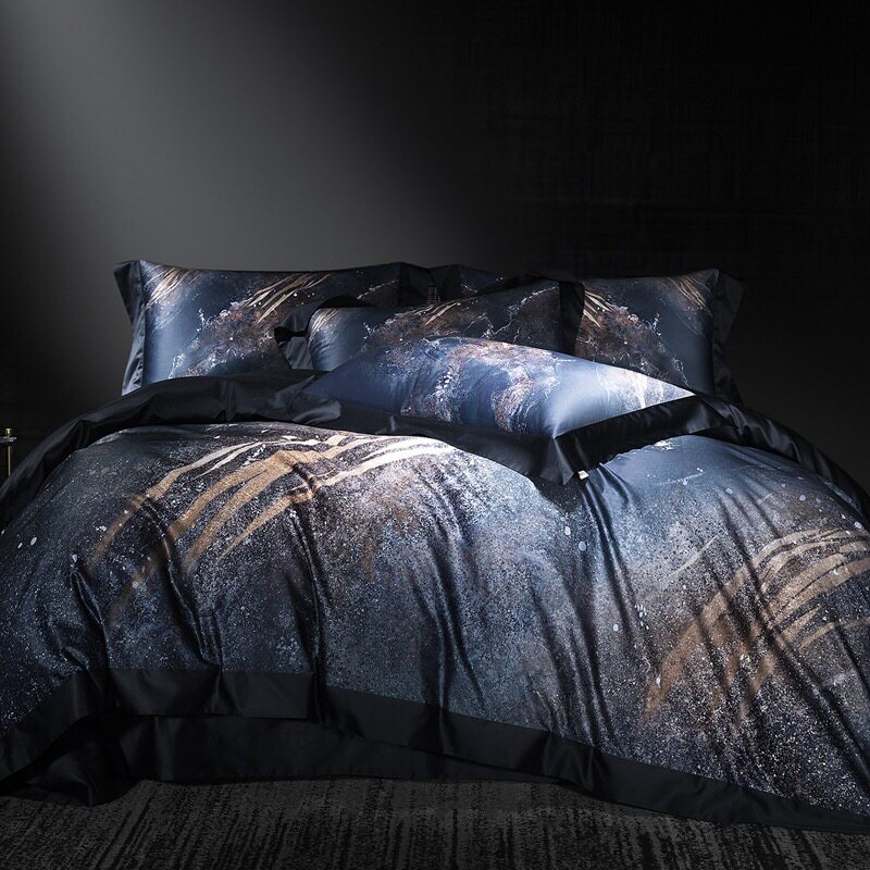 高端140支贡缎匹马棉长绒棉四件套A类抗菌全棉床单轻奢高级感床品