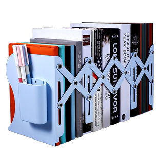 可伸缩书立送磁吸笔筒白色洞洞板书架桌面书本收纳架黑色挡板书夹折叠书靠金属立架学生ins风立书架创意放书