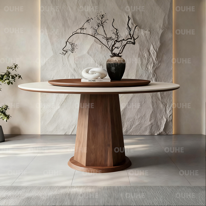 岩板餐桌椅组合圆形小户型