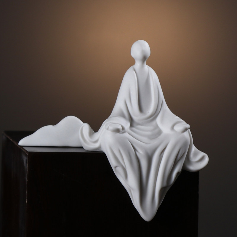 禅意摆件无相佛新中式人物小和尚桌面客厅书房简约陶瓷工艺品摆件