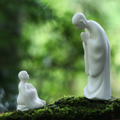 白瓷小和尚禅意摆件佛系中式 饰 陶瓷无相人物客厅鱼缸造盆景桌面装