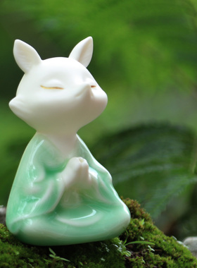 可爱小狐狸禅意摆件桌面摆件