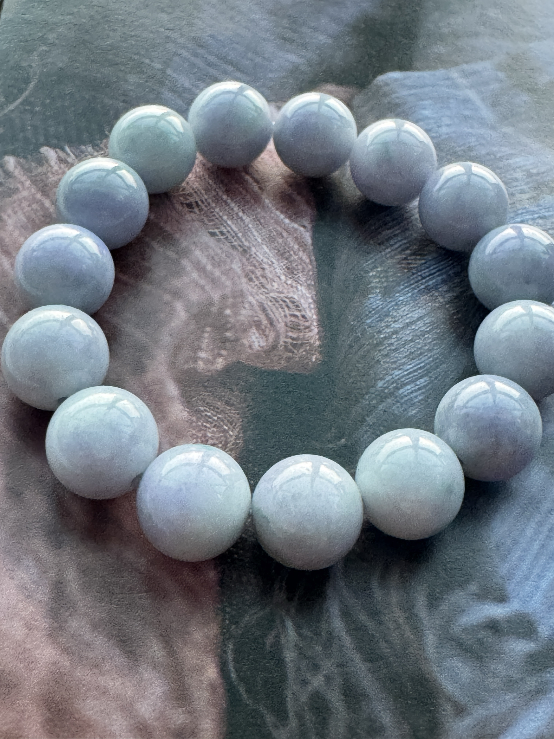 紫萱 天然翡翠紫罗兰圆珠13mm手串