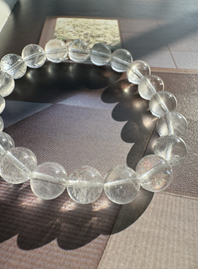 吉光片羽 天然利姆利亚白水晶10mm圆珠手串