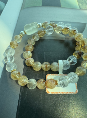 桂花酒 天然黄塔晶双圈手链