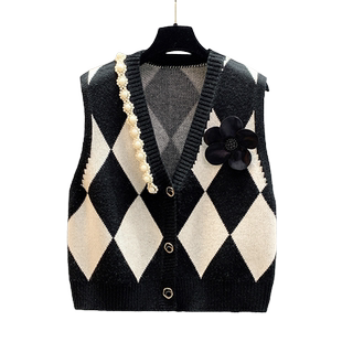 2026早春新款韩版V领针织马甲外穿女士毛衣潮流时尚背心开衫外套