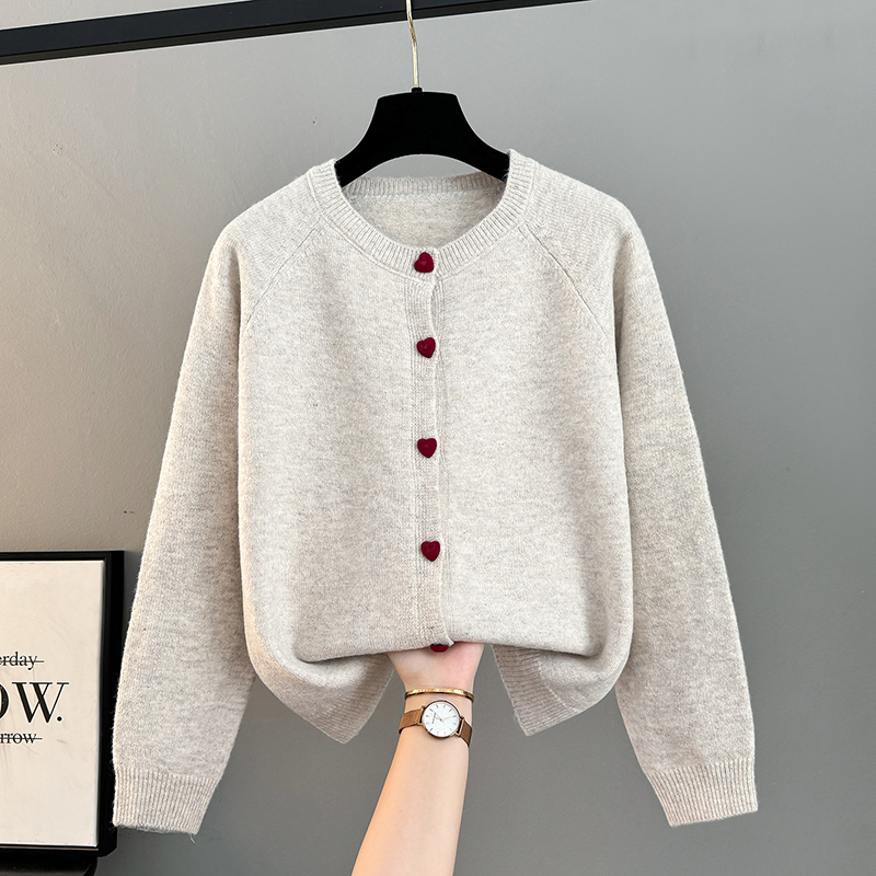 针织开衫女士短外套圆领毛衣外搭