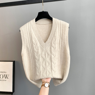 马甲女款背心外套春秋坎肩2026新款针织毛衣V领宽松秋冬马夹外穿