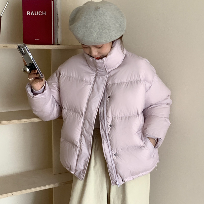 韩版短款立领纯色面包服95白鸭绒